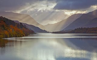 Картинка Великобритания, Ноябрь, осень, Llyn Padarn, ледниковое озеро, Уэльс, графство Гвинед, регион Сноудония