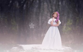 Картинка снег, Skaiste Vingilys, девочка, платье