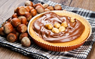 Картинка пирог, шоколад, лесные, фундук, орехи, выпечка, десерт, крем