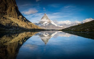 Картинка Альпы, озеро, отражение, вершина Маттерхорн