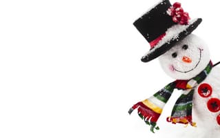 Картинка улыбка, шляпа, снеговик, шарф, пуговицы