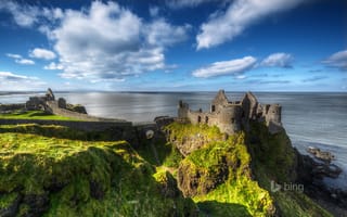Картинка Северная Ирландия, море, развалины, графство Антрим, небо, Замок Данлюс, скала, руины