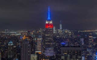 Картинка здания, Manhattan, Нью-Йорк, небоскрёбы, Эмпайр-стейт-билдинг, New York City, Empire State Building, Манхэттен, панорама, ночной город