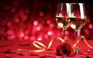 Картинка роза, Valentine`s day, день Святого Валентина, романтика, flowers, бокалы, romantic