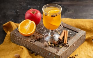 Картинка яблоко, цитрус, апельсин, сок