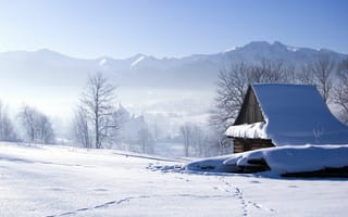 Картинка дом, зима, пейзаж, снег