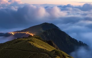 Картинка Тайвань, облака, туман, небо, холмы, горы