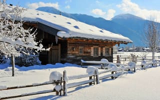 Картинка природа, nice, house, пейзаж, snow, небо, снег, landscape, scenery, зима, cool, beautiful, nature, sky, winter, white