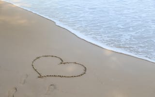 Картинка песок, beach, пляж, summer, heart, romantic, love, I love You, sand, волны, любовь, sea, море, лето