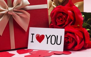 Картинка любовь, I love You, сердце, gift, red, love, romantic, roses, hearts, розы, valentine's day, цветы, подарок