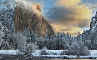 Картинка The Captain, Yosemite National Park, зима