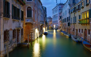 Картинка здания, дома, катера, канал, Italy, Италия, Венеция, лодки, Venice