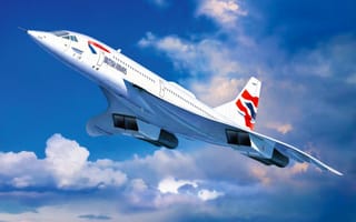 Картинка Concorde British Airways, aviation, jet, airplane, art, painting