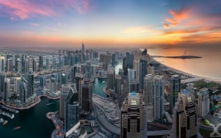 Картинка ОАЭ, город, Dubai Marina, Дубай, дома, небо