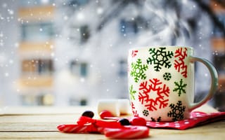 Картинка Рождество, новый год, чашки, зима, праздник