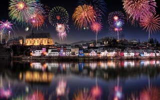 Картинка Саарбург, Германия, Новый год, fireworks, праздник