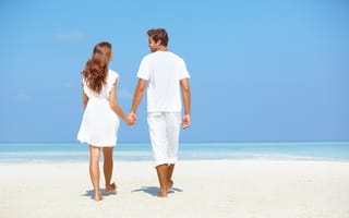 Картинка Отдых, мужчина, пляж, влюбленные, море, девушка, романтика