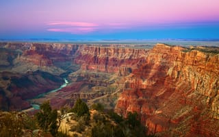 Обои США, Национальный парк Гранд-Каньон, закат, Grand Canyon, скалы, небо, штат Аризона, пустыня, горы