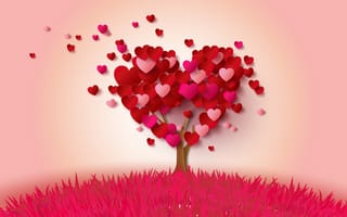 Картинка love, сердце, romantic, heart, дерево, сердечки, pink