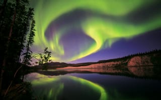 Картинка Aurora Borealis, Yukon, северное сияние, Canada, природа