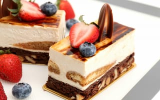 Картинка cake, шоколад, десерт, пирожное, ягоды, крем, сладкое, выпечка, торт