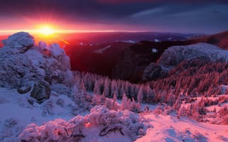 Картинка зима, снег, солнц, горы, свет, Альпы