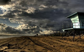 Картинка пляж, песок, берег, облака
