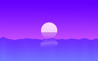 Картинка солнце, стиль, Retrowave, 80's, музыка, Illustration, Synth, style