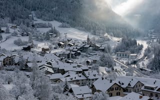 Картинка Filisur, Швейцария, снег, дома, коммуна, зима, кантон Граубюнден