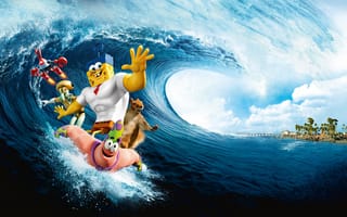 Картинка The SpongeBob Movie: Sponge Out of Water, Губка Боб, волна, Sponge Out of Water, The SpongeBob Movie, океан