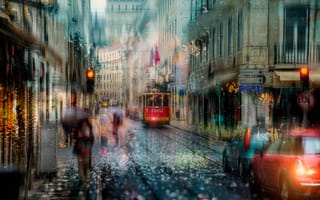 Обои Лиссабон, Португалия, дождь