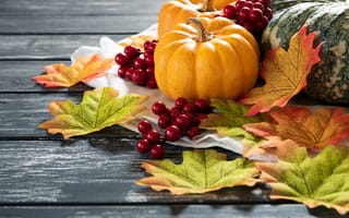 Картинка осень, листья, leaves, autumn, доски, осенние, maple, клен, colorful, тыква, pumpkin, wood