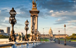 Обои Париж, проспект, фонари, Paris, France, улица, дворец, Pont Alexandre III, Франция, архитектура
