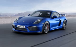Картинка Porsche, Cayman, Порше, горы, передок, GT4, синий, небо, Кайман