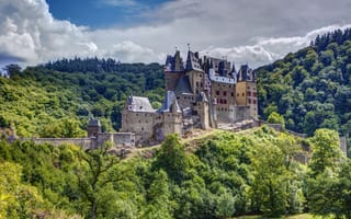 Картинка Eltz Castle, Германия, гора, деревья, замок Эльц, лес