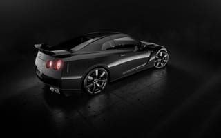 Картинка Nissan, Car, Black, Sport, GT-R, Back, R35, Studio