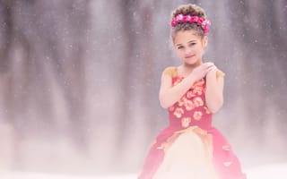 Картинка children photography, девочка, платье, снег, розы, fine art