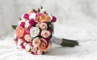Картинка цветы, розы, pink, roses, букет, bouquet, flowers, свадебный букет