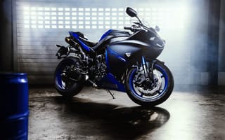 Картинка Yamaha, YZF-R1, Lights, Motorcycle, Foggy, Sun, Blue, Superbike