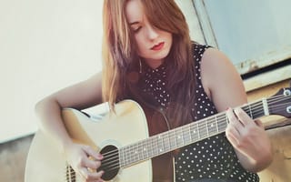 Картинка девушка, гитара, музыка