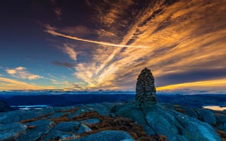 Картинка Mountain Sunrice, небо, камни, Норвегия