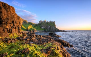 Картинка dunluce castle, atlantic ocean, coast, ireland