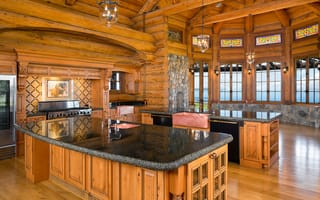 Обои kitchen, wooden, log, home