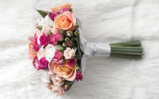 Картинка цветы, розы, букет, свадебный букет, flowers, roses, bouquet, wedding, pink