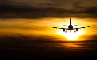 Картинка пассажирский, небо, самолёт, закат