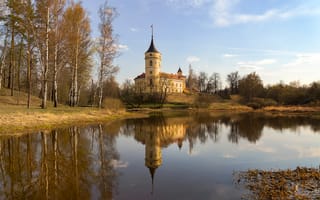Обои Павловск, замок, отражение, весна