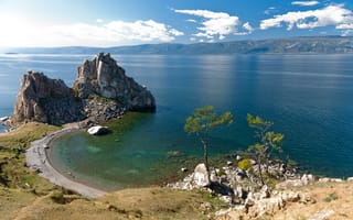 Картинка Пейзаж, Baikal, Скала, Побережье, Природа, Озеро, Байкал, Россия