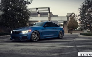 Картинка BMW, Front, Blue, 2015, V-FF, Estoril, Vorsteiner, 103, Pirelli, F32, 435i