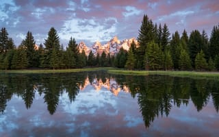 Картинка лес, лето, свет, природа, облака, горы, пейзаж, небо
