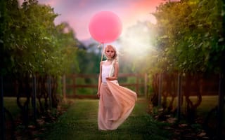 Картинка Vineyard, девочка, шарик, child photography